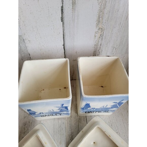 Vintage oatmeal barley Germany‎ windmill container jar set kitchen - Picture 9 of 11